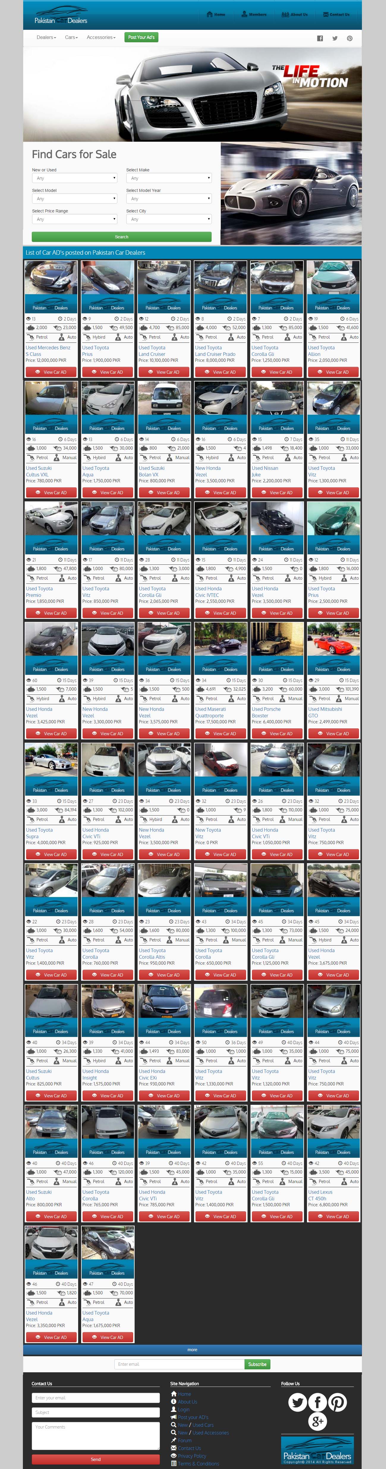 Pakistan Car Dealers Website Snap Shot